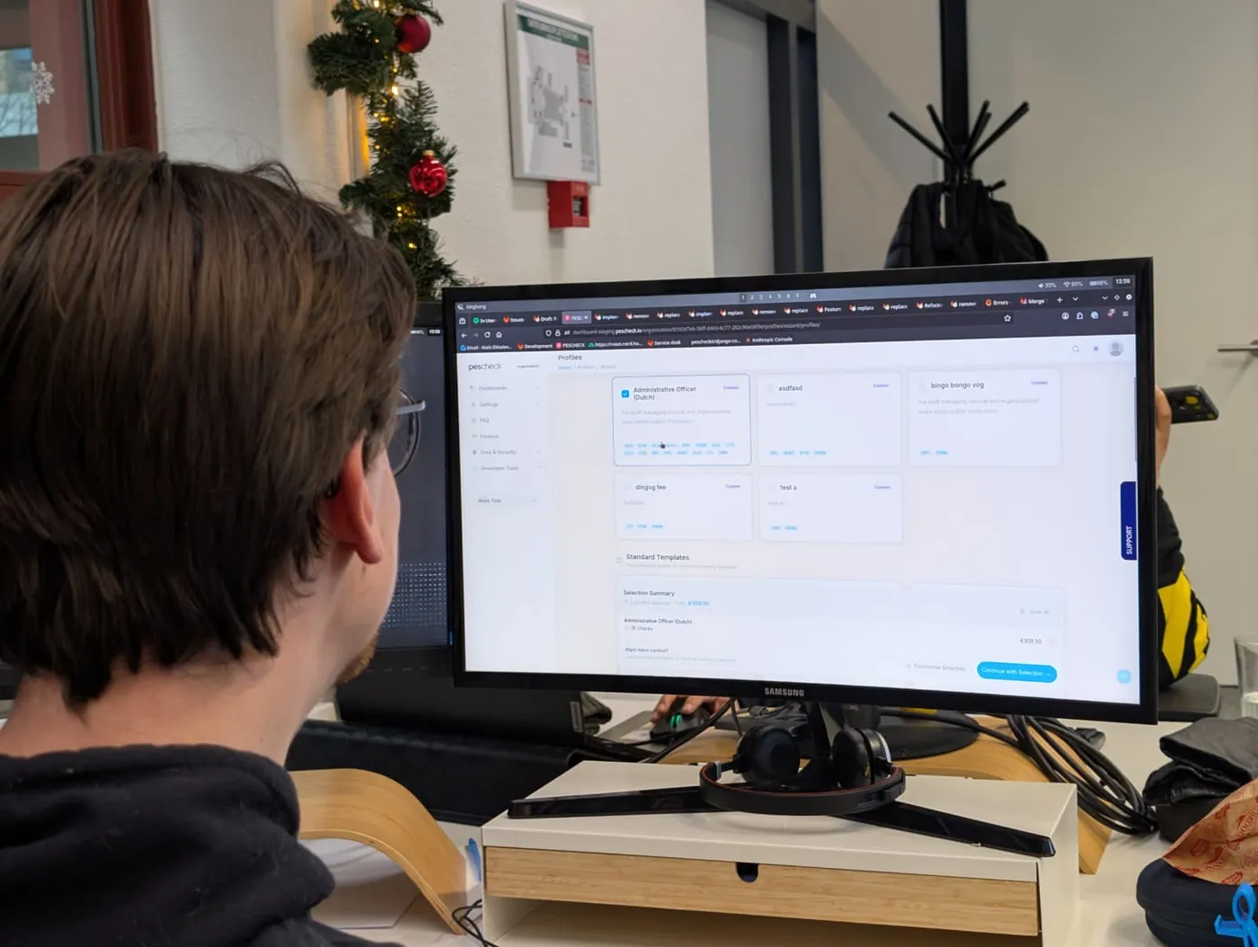 A man is undergoing a background check.